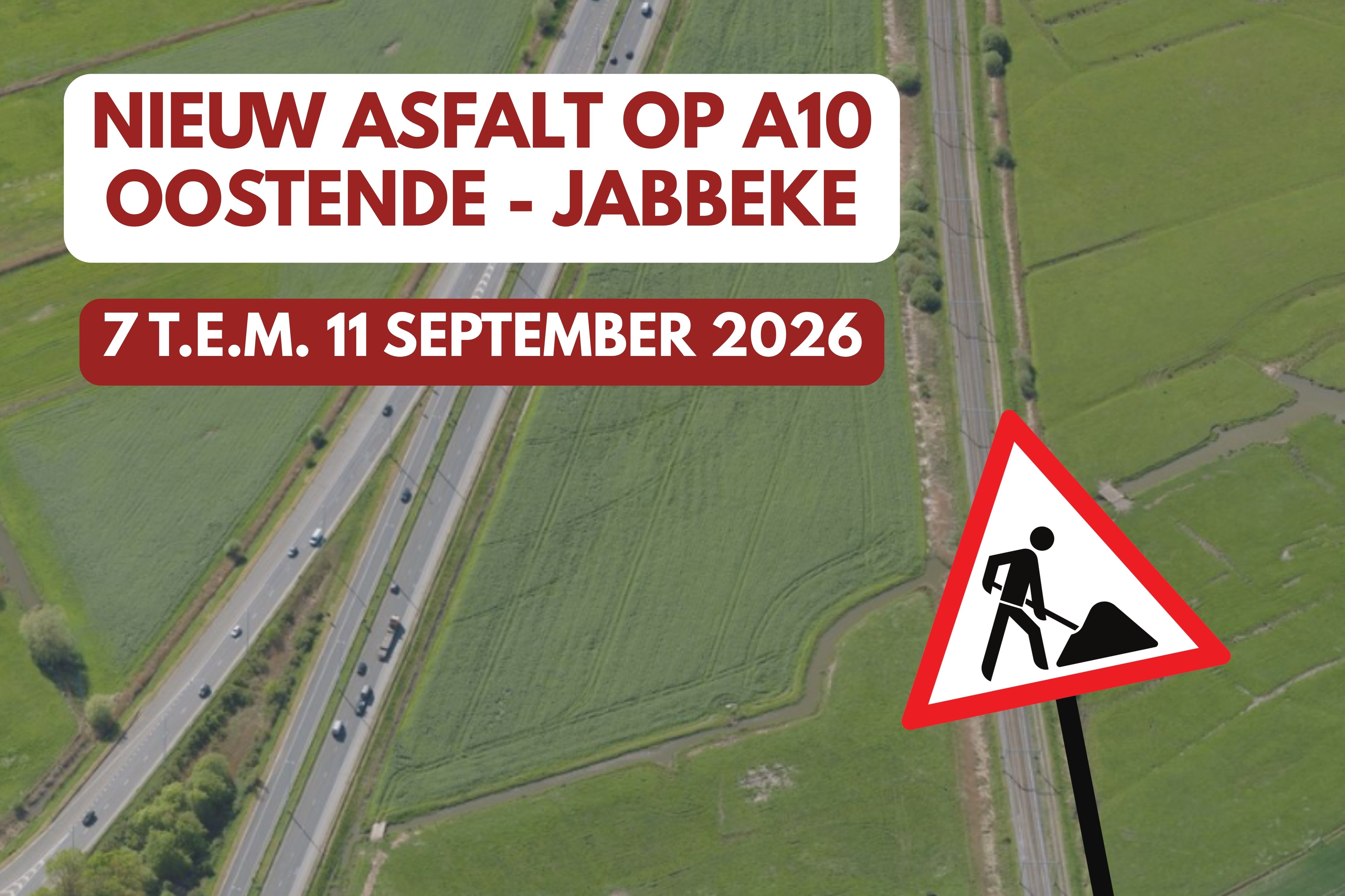 NIEUW ASFALT OP A10 TUSSEN OOSTENDE EN JABBEKE